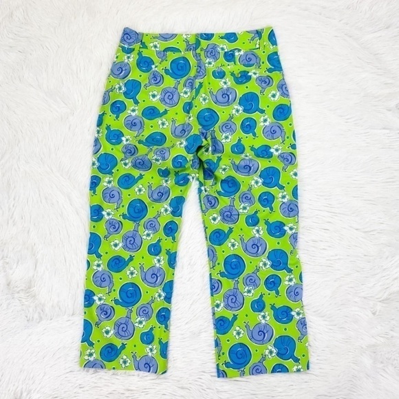 Lilly Pulitzer Vintage Snail Escargot Print Capri Crop Pants Women’s Size 2 - Picture 4 of 8